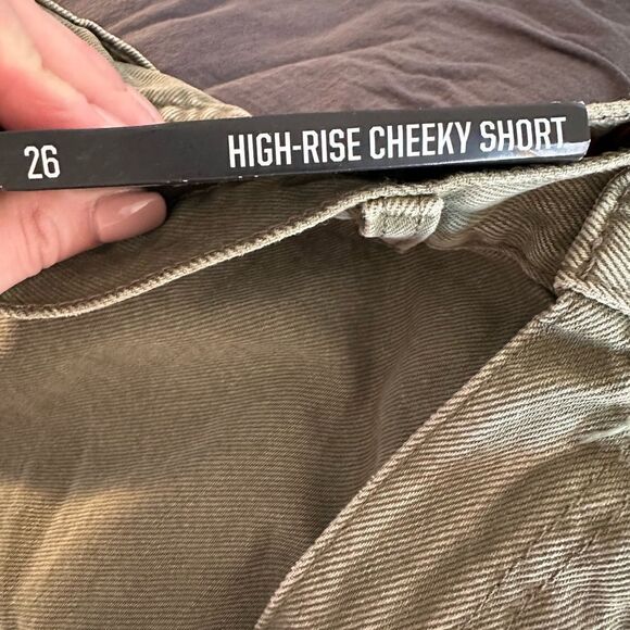 BDG Urban Outfitters High‎ Rise Cheeky Shorts distressed khaki green size 26 NWT - Picture 4 of 9